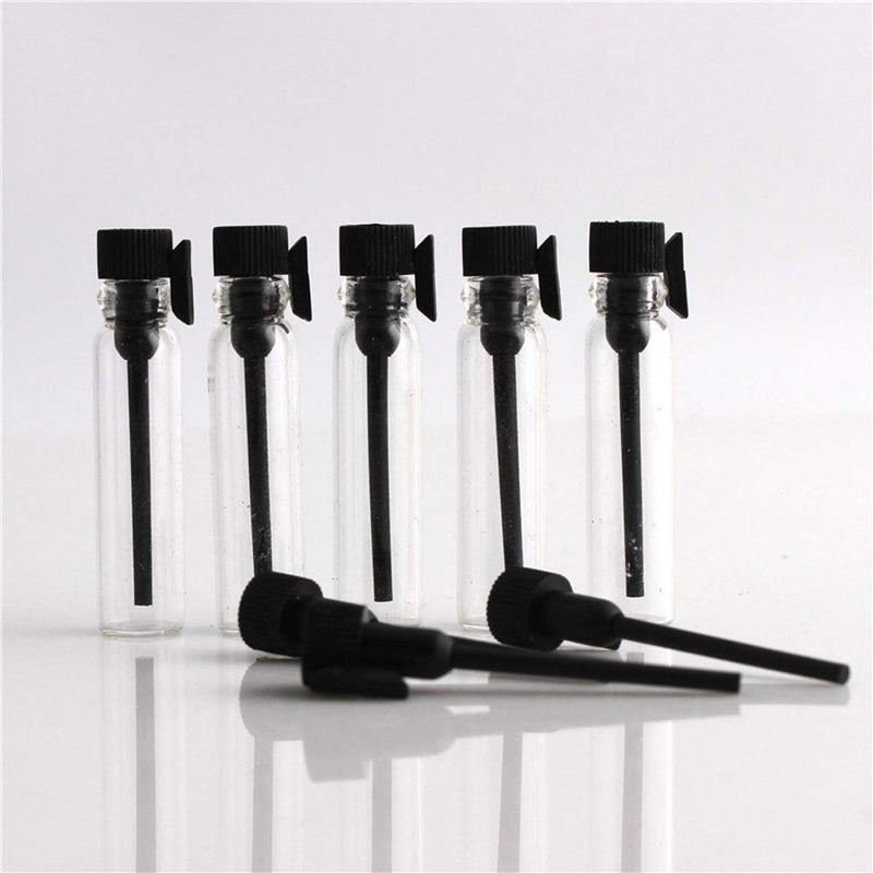 Teensery 100 Pcs Empty Perfume Sample Bottles Mini Glass Refillable Sample Vial Containers with Black Cap for Aromatherapy, Essential Oil, Fragrance and Liquid (2ml) - Image 2