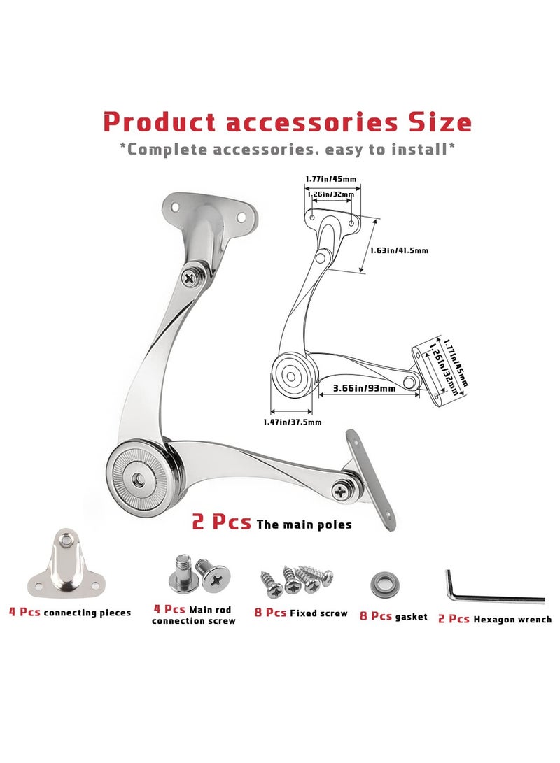 Excefore Lid Stay Hinges, 2 Pcs Toy Box Hinges Soft Close, Metal Heavy Duty Adjustable Lift and up Hinges, Soft Drop Lid Hinge for Cabinet Wardrobe & Toy Box - Image 2