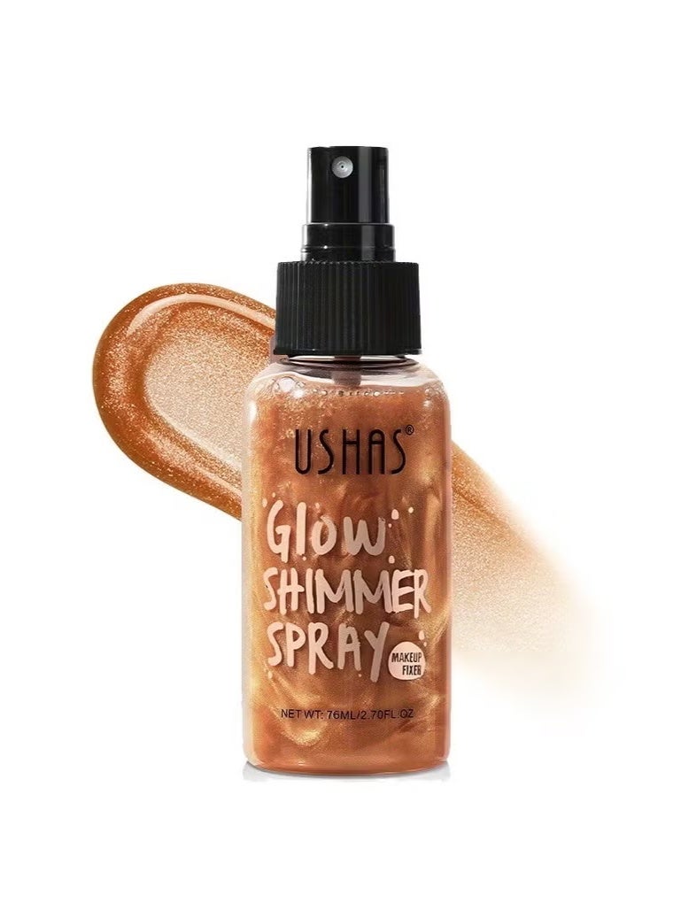 Ushas Glow Shimmer Spray - Shimmer Body Oil Liquid Easy to Push Away Natural Moisture Glitter Face Brightening Glow Pearl Highlighter Illuminator Shine Contouring Makeup for Face and Body #04 - Image 1