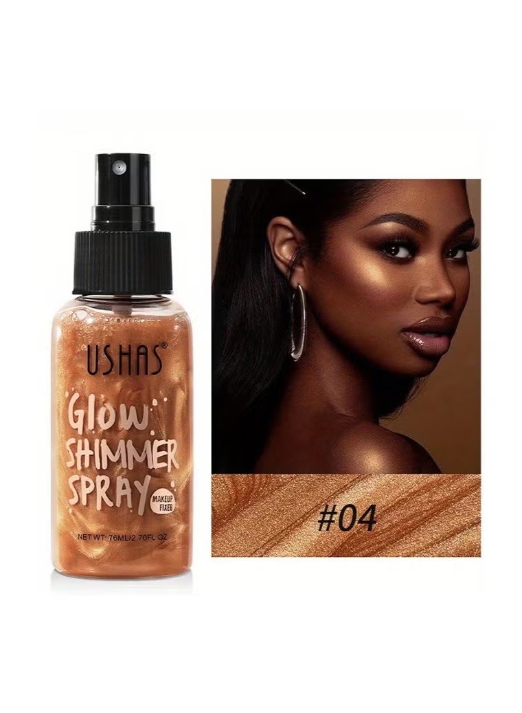 Ushas Glow Shimmer Spray - Shimmer Body Oil Liquid Easy to Push Away Natural Moisture Glitter Face Brightening Glow Pearl Highlighter Illuminator Shine Contouring Makeup for Face and Body #04 - Image 5