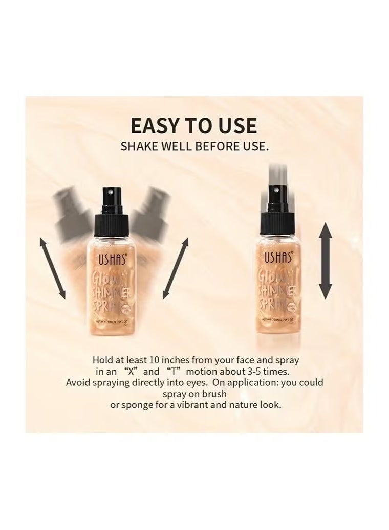 Ushas Glow Shimmer Spray - Shimmer Body Oil Liquid Easy to Push Away Natural Moisture Glitter Face Brightening Glow Pearl Highlighter Illuminator Shine Contouring Makeup for Face and Body #04 - Image 3
