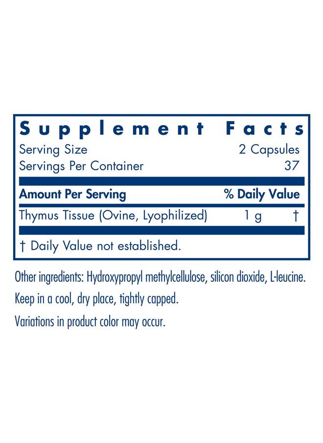 Allergy Research Group - Thymus Natural Glandular Immune Support 75 Vegicaps - Image 1