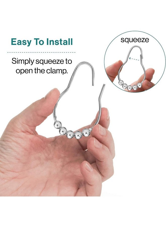 Style Keepers 60 Pcs Shower Curtain Hook Rings, Stainless Steel Roller Balls Bath Curtain Rings for Bathroom Shower Curtain Rods, Rust-Resistant Shower Curtain Hooks Rings for Bathroom (7 x 3.5 cm, Silver) (60) - Image 4