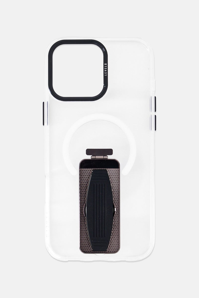 LEVELO iPhone 16 Pro Max Morphix Magsafe Case With Grip And Stand, Transparent - Image 1