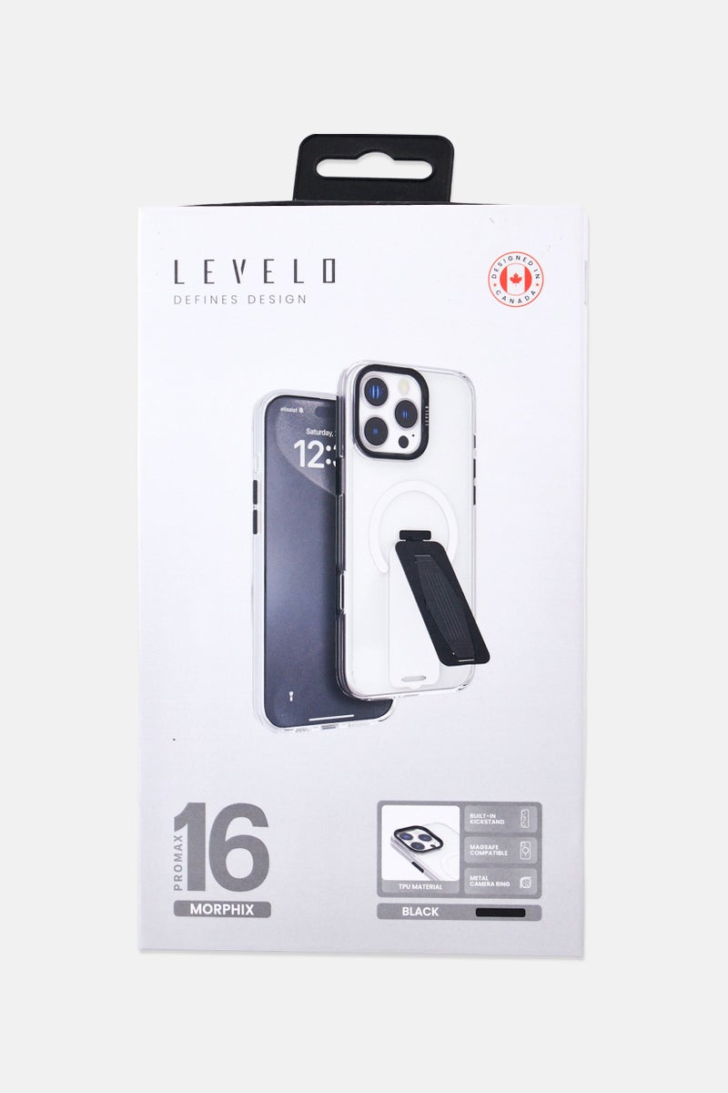 LEVELO iPhone 16 Pro Max Morphix Magsafe Case With Grip And Stand, Transparent - Image 3