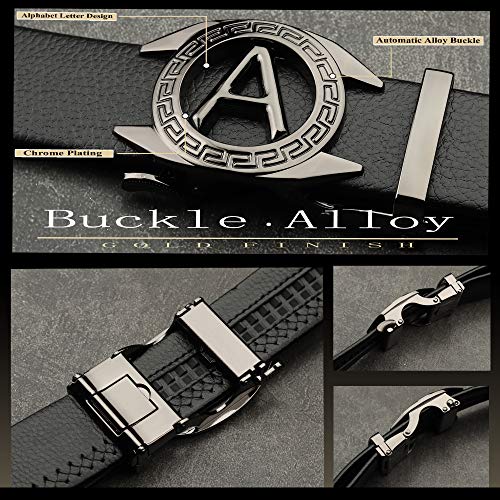 ZORO mens belt, PU leather belt for men, alphabet letter A B G N M R S T V (Black 82-A) - Image 2
