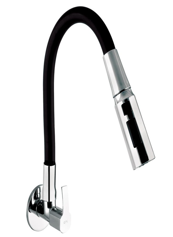 10X Brass Kitchen Sink Tap ST-75021 Flexible Neck Black Triple Flow 3 Function Shower Flow/Foam Flow/Anit Splash Wall Mount - Image 1
