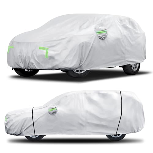 Qualencey Car Cover Custom Fit for Honda CRV 1997-2025,Toyota RAV4 1996-2025,6 Layers Truck Cover Waterproof All Weather for Automobiles,Outdoor Full Exterior Cover,Rain, Sun, Wind Protection,Silver - Image 1