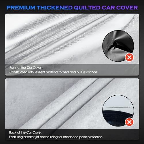 Qualencey Car Cover Custom Fit for Honda CRV 1997-2025,Toyota RAV4 1996-2025,6 Layers Truck Cover Waterproof All Weather for Automobiles,Outdoor Full Exterior Cover,Rain, Sun, Wind Protection,Silver - Image 2