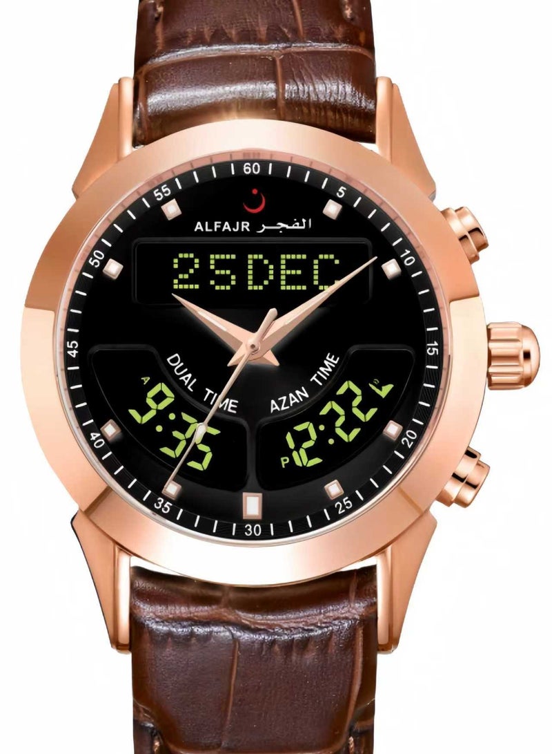 الفجر ساعة رجالية جلدية فاخرة فاخرة بنية اللون للرجال WA-10 - Image 4