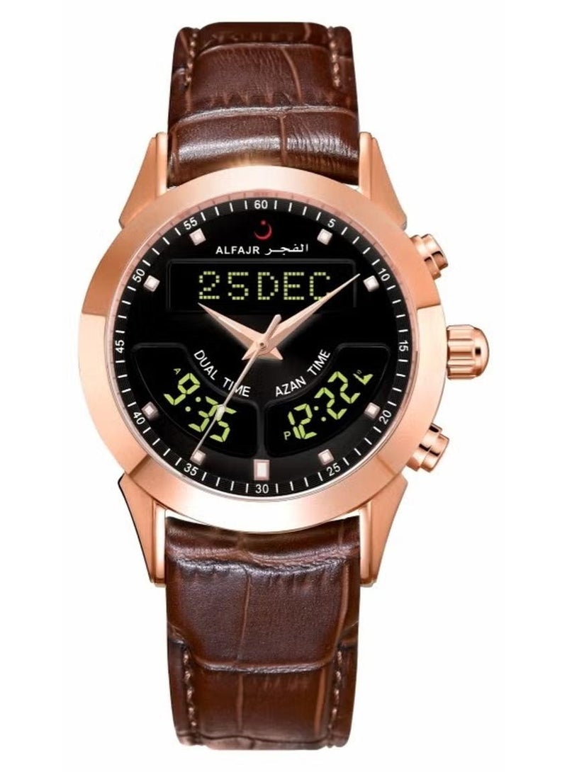 Al Fajr Luxury Luxury Brown Leather Men's Watch WA-10RBL - Image 1