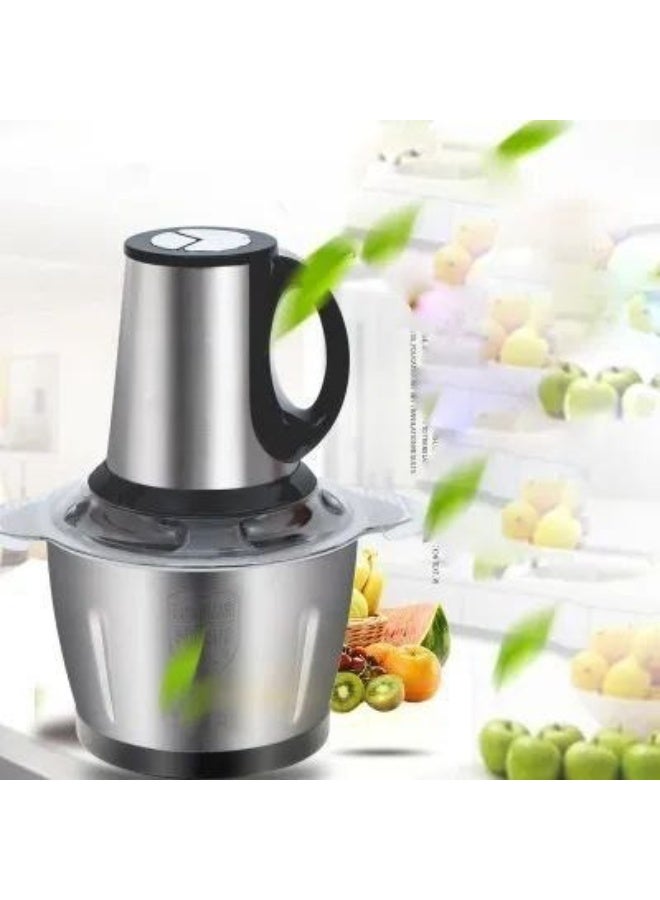 Multi-functional electric food grinder with a metal bowl – a powerful food processor for chopping and preparing vegetables, meat, and nuts, with multiple speed settings (3L capacity). - Image 5