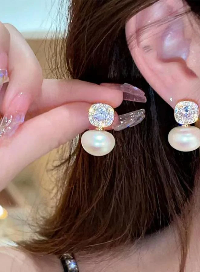 Take Two Faux Pearls Rhinestones Earrings