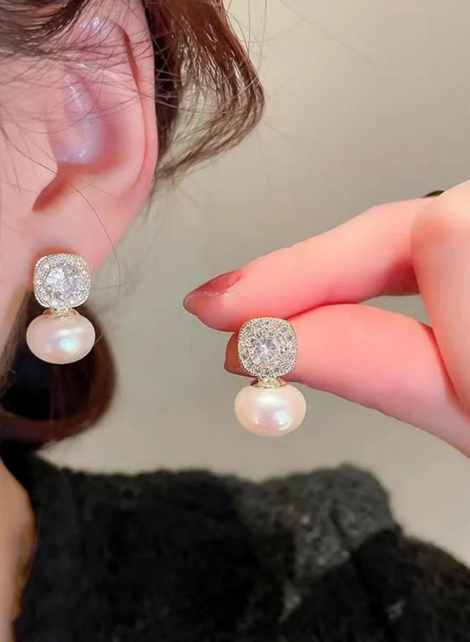 Take Two Faux Pearls Rhinestones Earrings