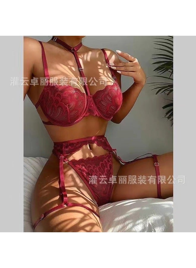 Lingerie Small Three-point Open-fit Teasing, See-through Temptation, Bed Pajamas, Passion Set 171