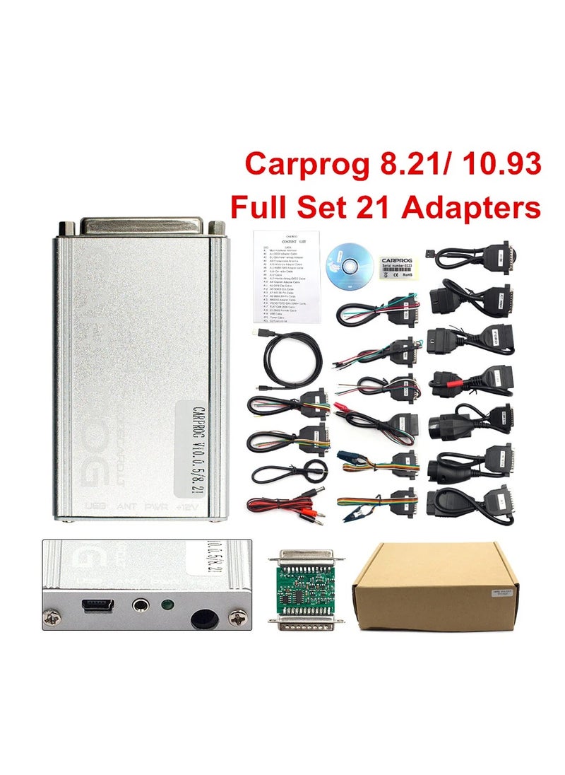 Generic Auto Programming Tool Carprog V8.21 Full 21 Adapters Can Activate ECU Tuning Chip Free Keygen Airbag Reset Tool For Radio Dash Immobilizer Free Install Support & Training  - Image 3