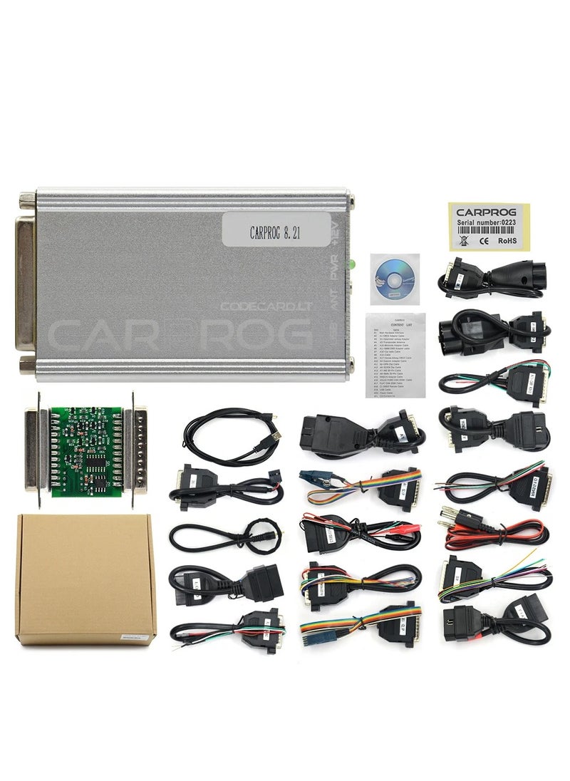 Generic Auto Programming Tool Carprog V8.21 Full 21 Adapters Can Activate ECU Tuning Chip Free Keygen Airbag Reset Tool For Radio Dash Immobilizer Free Install Support & Training  - Image 4