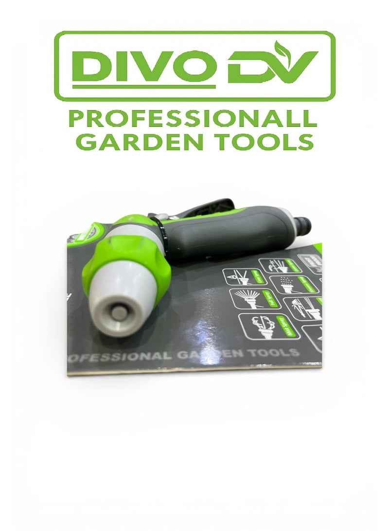 DIVO DV Garden Hose Nozzle – Model DVO714-31 | Multi-Function Water Spray Gun | Soft Grip – Frost Proof – Easy Flow Control - Image 2