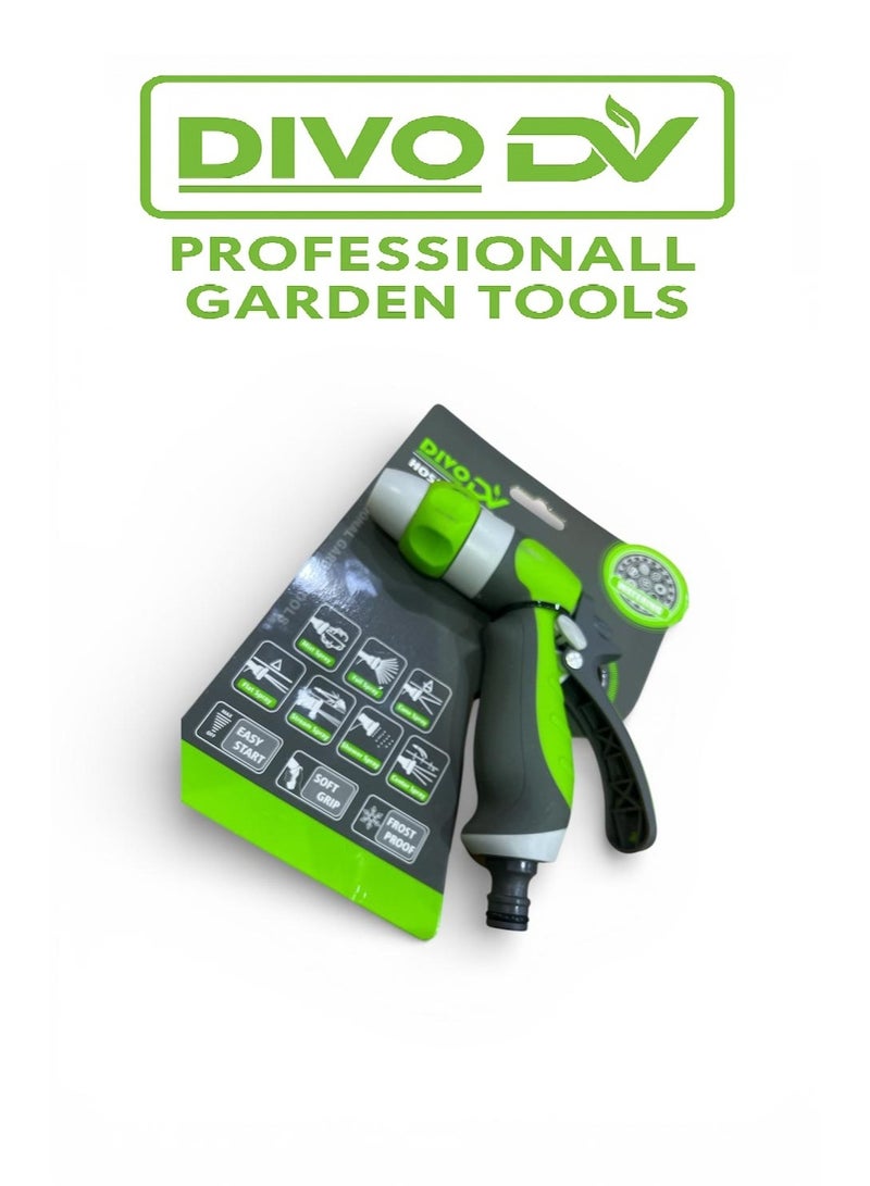 DIVO DV Garden Hose Nozzle – Model DVO714-31 | Multi-Function Water Spray Gun | Soft Grip – Frost Proof – Easy Flow Control - Image 5