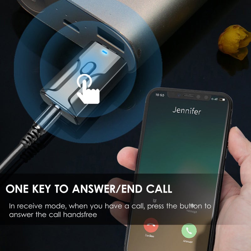 محول صوت لاسلكي USB BT5.0 – أرسل ومستقبل محمول، مسافة تشغيل 15 مترًا، تأخير منخفض، لا تحتاج إلى تثبيت برامج تشغيل، مع كابل صوتي 3.5 مم - Image 5