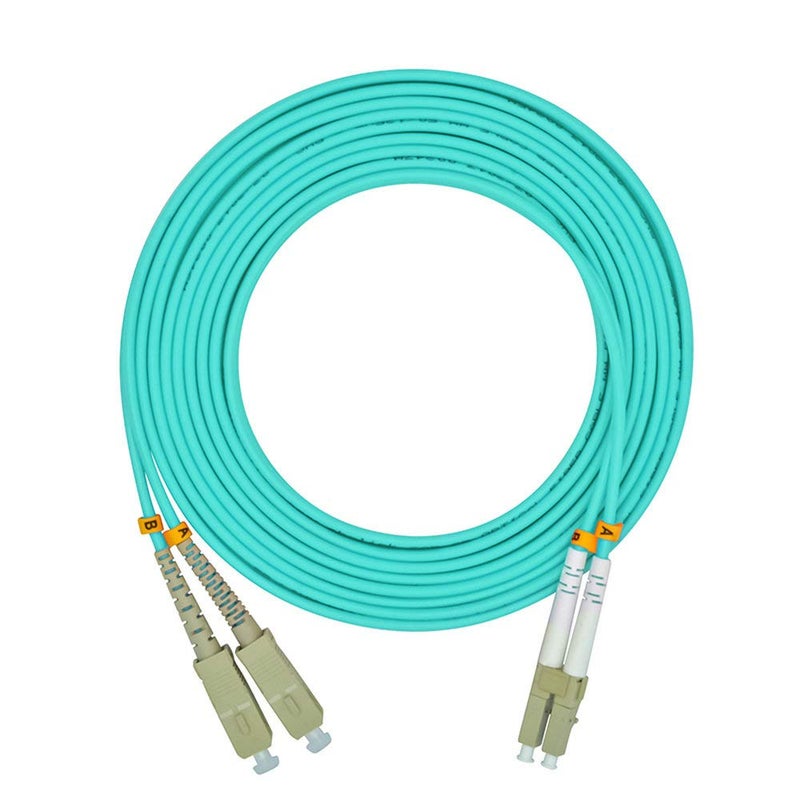 Jeirdus 3Meters 10ft LC to SC Duplex 50/125 10G OM3 Multi-Mode Fiber Optic Cable Jumper Optical Patch Cord LC-SC - Image 1