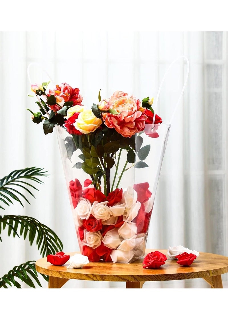 10 Pack Clear Flower Bouquet Bags, Gift Bags with Long Handles, Party Floral Packing Transparent Wrap Bag for, Birthdays, Mother's Day, Father’s Wedding, Anniversary, Housewarmings - Image 4