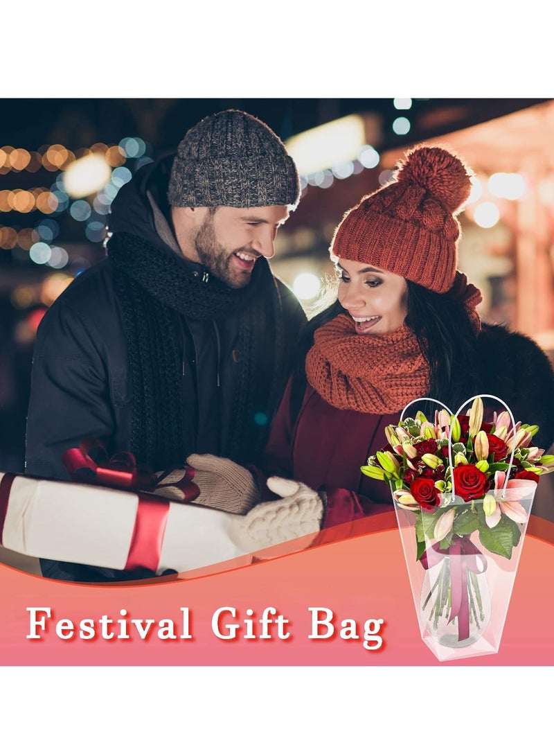 10 Pack Clear Flower Bouquet Bags, Gift Bags with Long Handles, Party Floral Packing Transparent Wrap Bag for, Birthdays, Mother's Day, Father’s Wedding, Anniversary, Housewarmings - Image 3