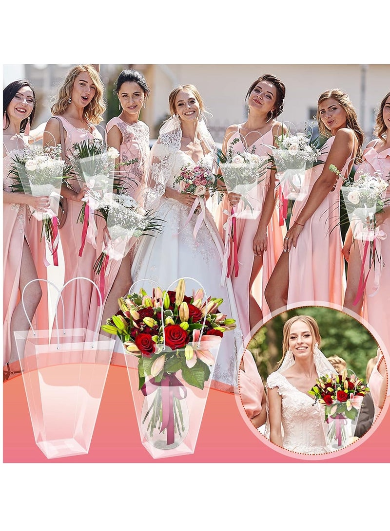10 Pack Clear Flower Bouquet Bags, Gift Bags with Long Handles, Party Floral Packing Transparent Wrap Bag for, Birthdays, Mother's Day, Father’s Wedding, Anniversary, Housewarmings - Image 2