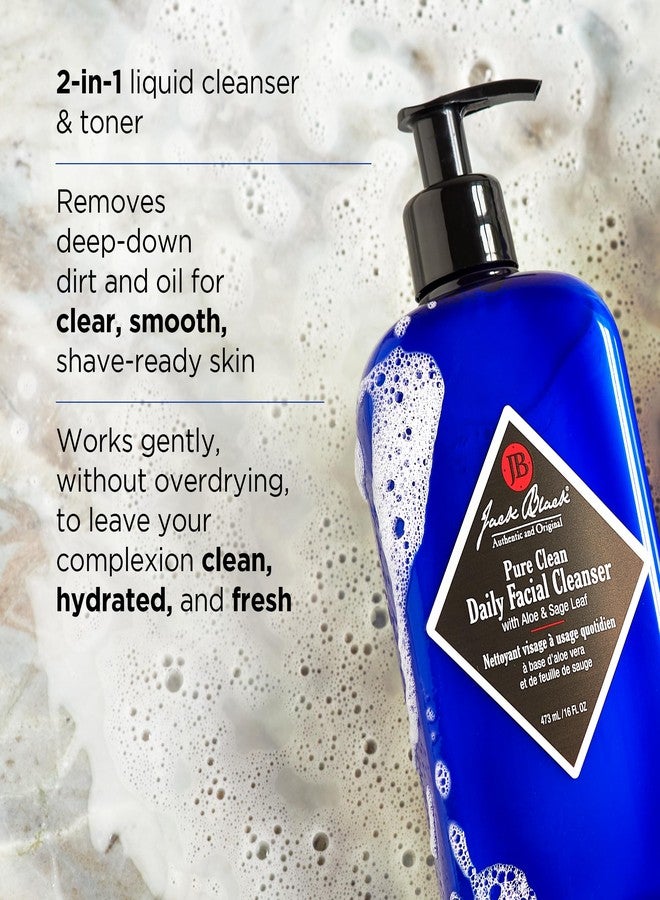 Jack Black Face Cleansing Essentials Set - Pure Clean Daily Facial Cleanser, 2-in-1 Mens Facial Cleanser & Toner + Face Buff Energizing Scrub, Exfoliating Wash for Men - Image 2