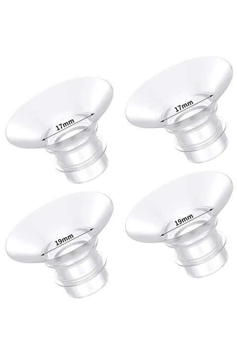 مقابض 17 مم و 19 مم للفلانجات لجزئيات مضخة الحليب momcozy S9/S12/S9pro/S12pro/Lansinoh/Bellababy البديلة، مقابض فلانج مضخة الحليب القابلة للارتداء لتقليل من 24 مم إلى 17 مم/19 مم، 4 قطع