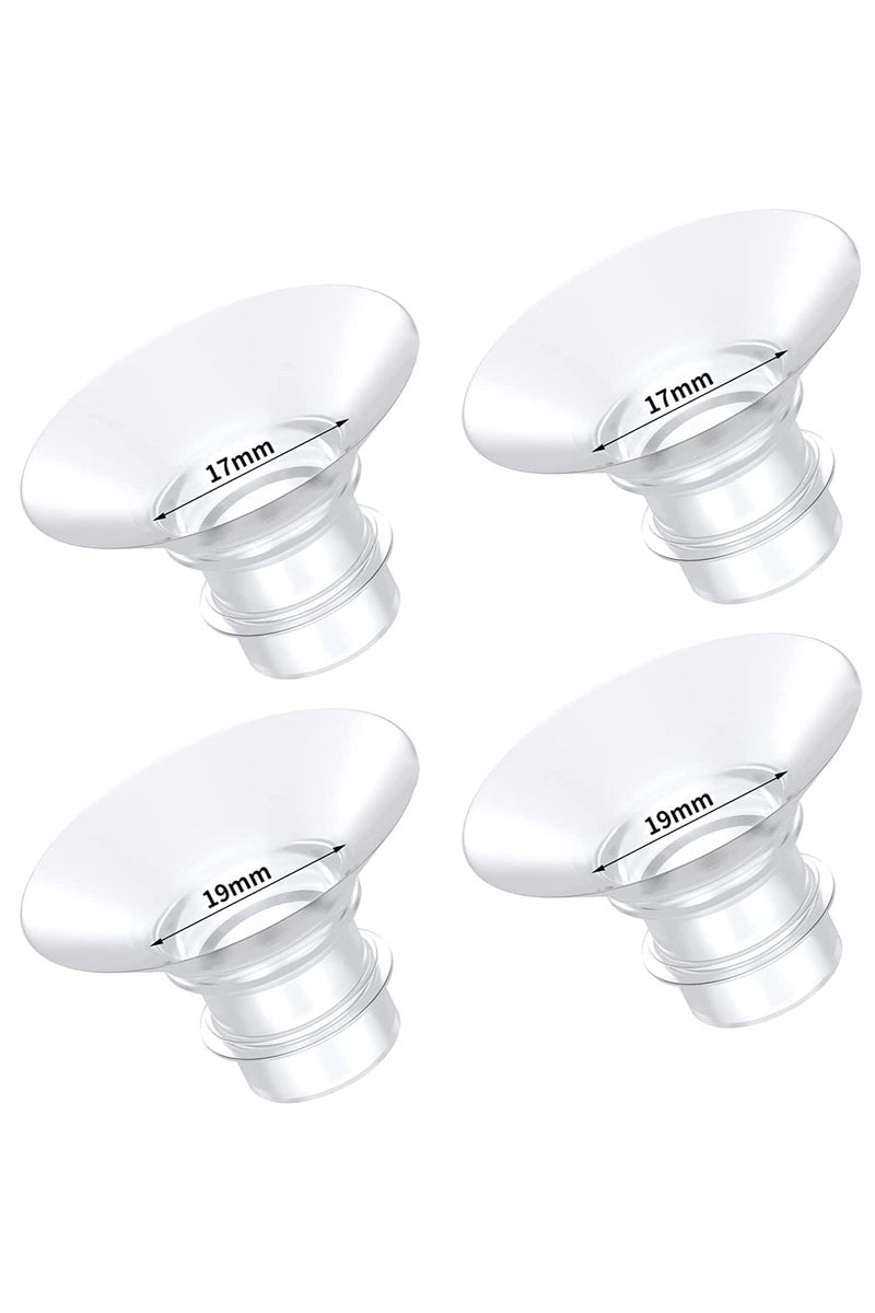 مقابض 17 مم و 19 مم للفلانجات لجزئيات مضخة الحليب momcozy S9/S12/S9pro/S12pro/Lansinoh/Bellababy البديلة، مقابض فلانج مضخة الحليب القابلة للارتداء لتقليل من 24 مم إلى 17 مم/19 مم، 4 قطع - Image 1