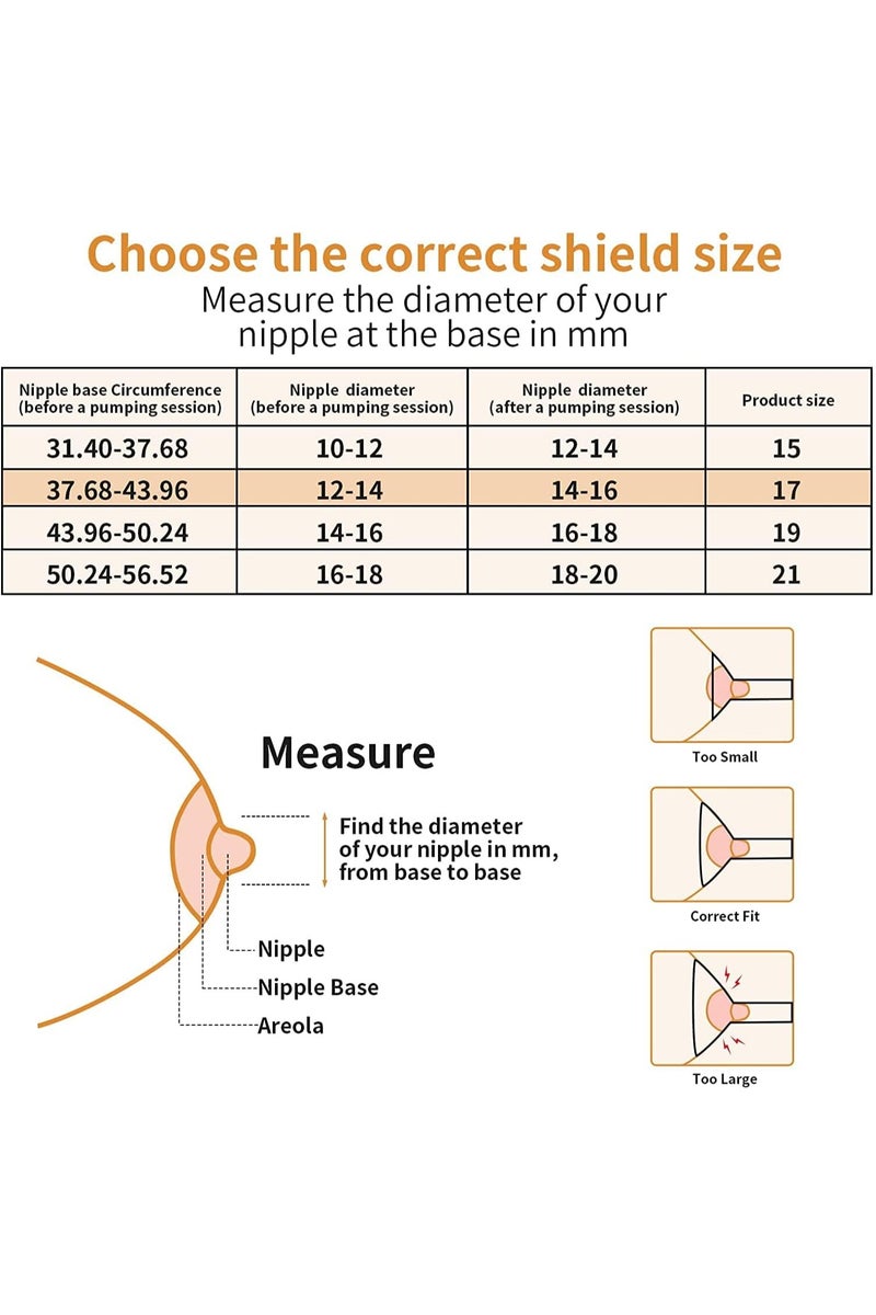 مقابض 17 مم و 19 مم للفلانجات لجزئيات مضخة الحليب momcozy S9/S12/S9pro/S12pro/Lansinoh/Bellababy البديلة، مقابض فلانج مضخة الحليب القابلة للارتداء لتقليل من 24 مم إلى 17 مم/19 مم، 4 قطع - Image 5