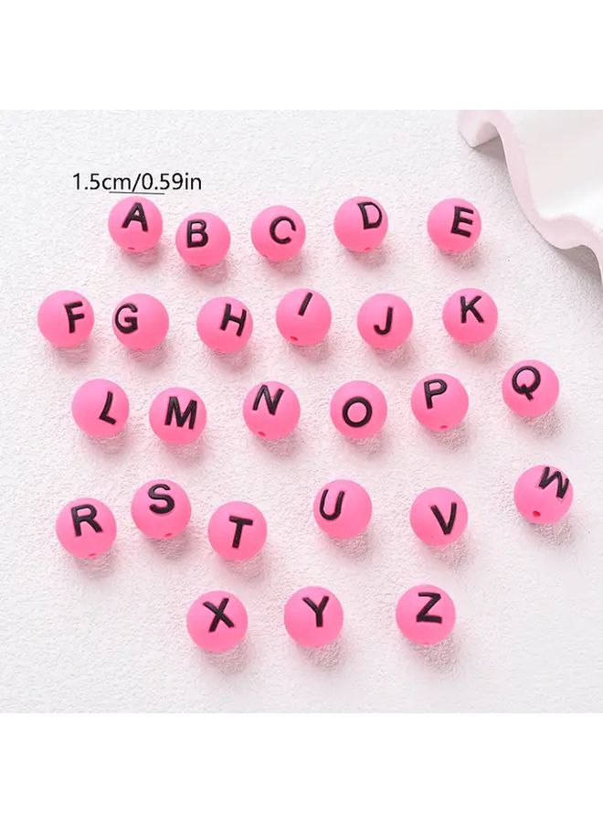 Rose Red Letter Silicone Beads 26 Letters DIY Accessories For Bracelet Keychain Bag Charm - Image 5