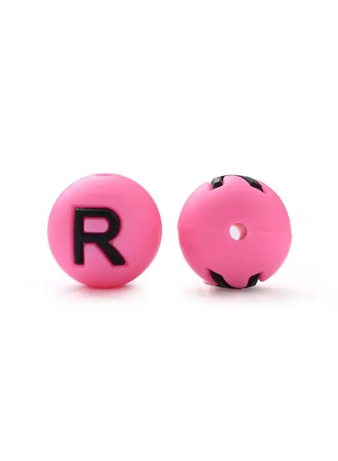 Rose Red Letter Silicone Beads 26 Letters DIY Accessories For Bracelet Keychain Bag Charm - Image 1