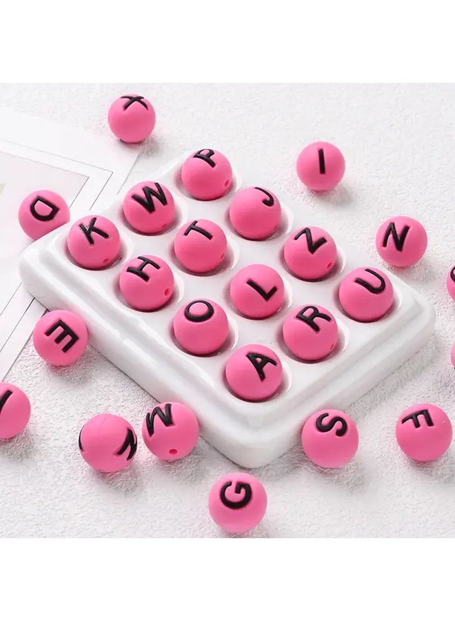Rose Red Letter Silicone Beads 26 Letters DIY Accessories For Bracelet Keychain Bag Charm - Image 3