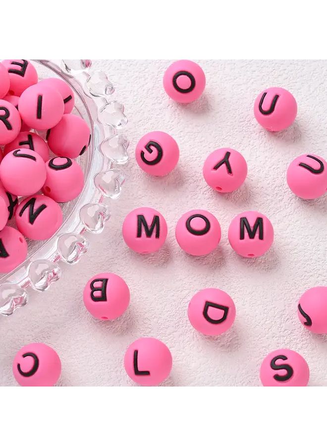 Rose Red Letter Silicone Beads 26 Letters DIY Accessories For Bracelet Keychain Bag Charm - Image 4