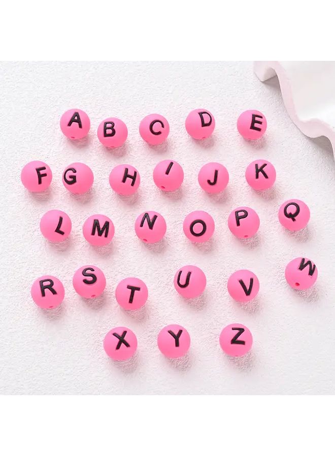 Rose Red Letter Silicone Beads 26 Letters DIY Accessories For Bracelet Keychain Bag Charm - Image 2