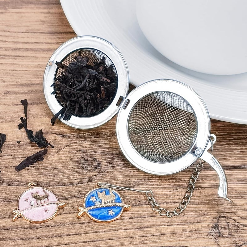 YOIYINI 2Pcs Stainless Steel Mesh Tea Infuser, 2.1 inch Tea Ball with Cute Planet Cat Pendants,Tea Strainer Tea Diffuser Tea Steeper for Filtering Tea,Tea Infusers for Loose Tea (Cute Planet Cat, 2PC) - Image 4