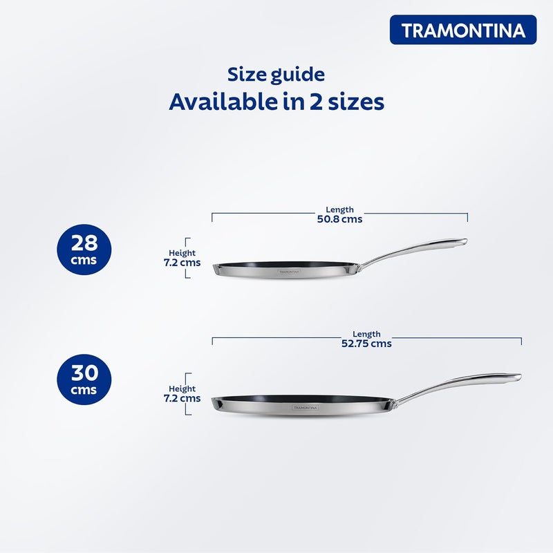 TRAMONTINA TRAMONTINA Fusao Healthy Triply Ceramic 28cm Dosa Tawa 4mm Thick Non Toxic PFASPTFEPFOA Free Uttapam Tawa Roti Tawa Parantha Induction Friendly Stay Cool Handle I 10 Year Warranty  - Image 5