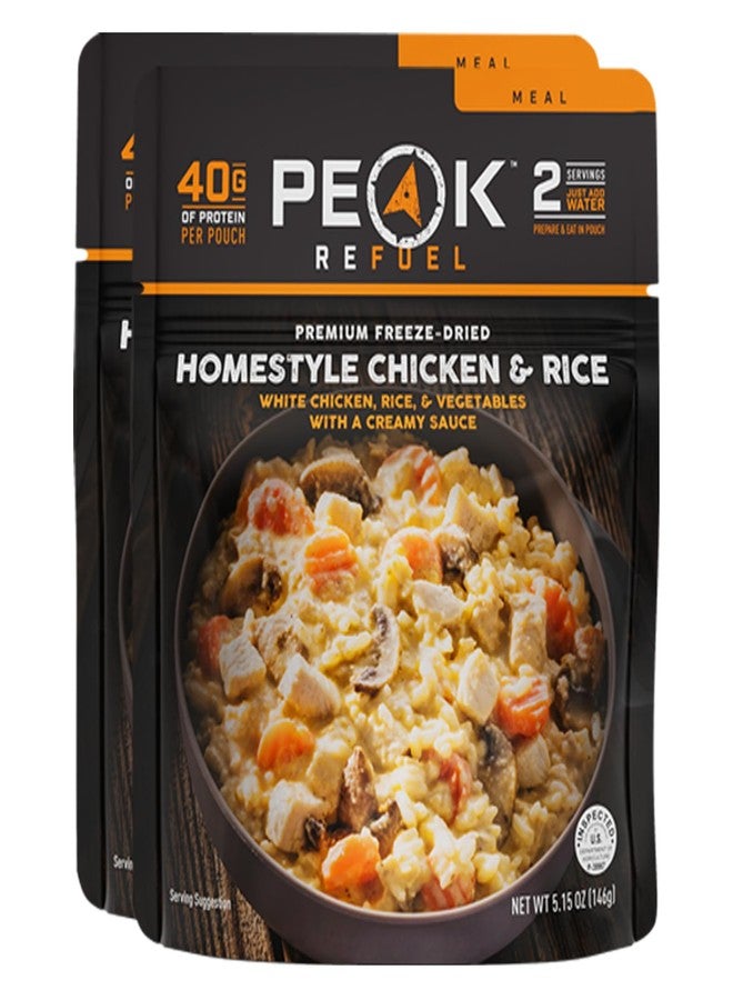 Peak Refuel Homestyle Chicken and Rice | Freeze Dried Backpacking and Camping Food | Amazing Taste | High Protein | Real Meat | Quick Prep Meals (2-Pack) - Image 1