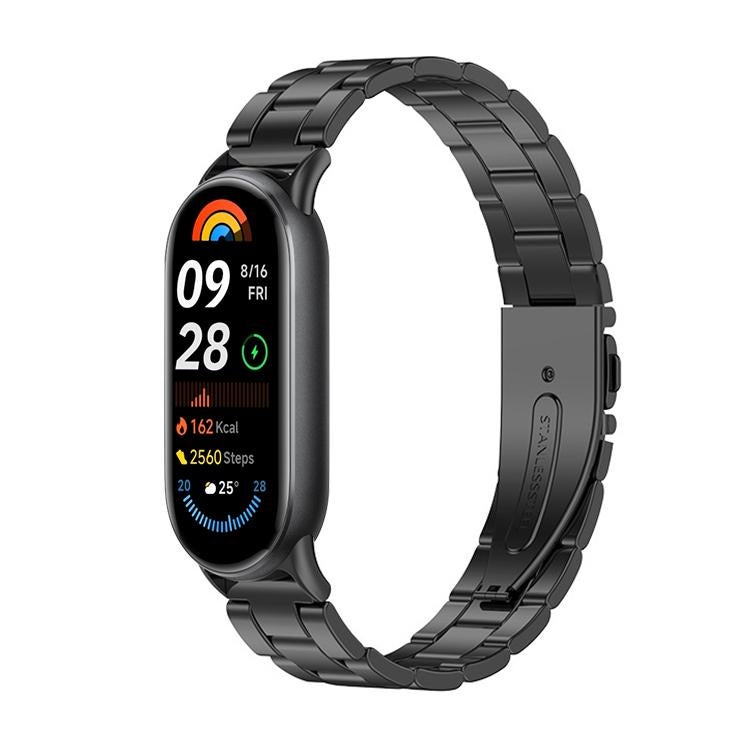 For Xiaomi Smart Band 10 / 9 / 8 Nfc Three Beads Quick Release Metal Watch Band(Black) - Image 1