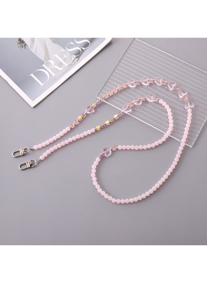 NIBEMINENT Phone Charm/ Chain Strap for Women Girls, Acrylic Love Beads Cell Phone Case Lanyard Wrist Strap