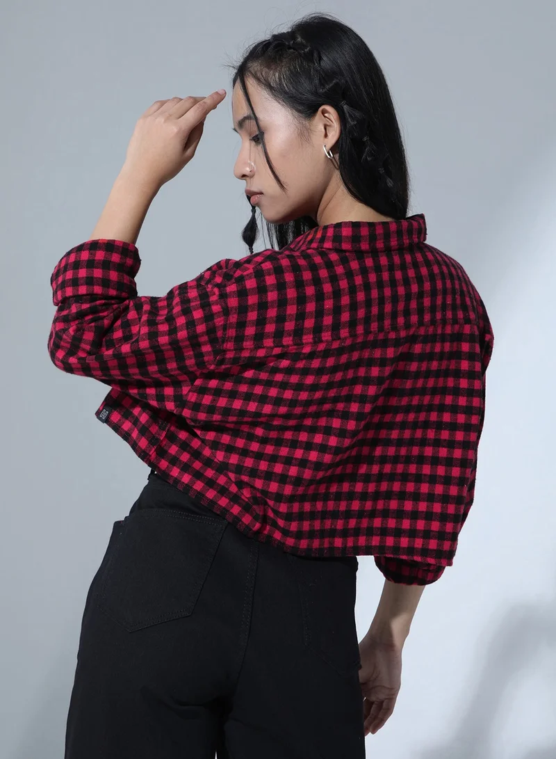Hubberholme Women's Red & Black Buffalo Checks Casual Shirt