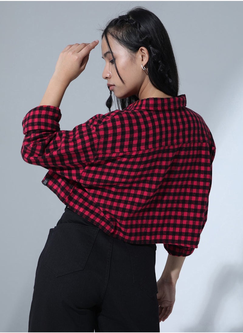 Hubberholme - Women's Red & Black Buffalo Checks Casual Shirt - Image 1