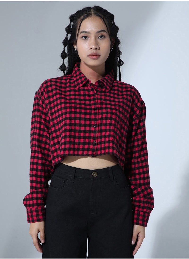 Hubberholme - Women's Red & Black Buffalo Checks Casual Shirt - Image 1