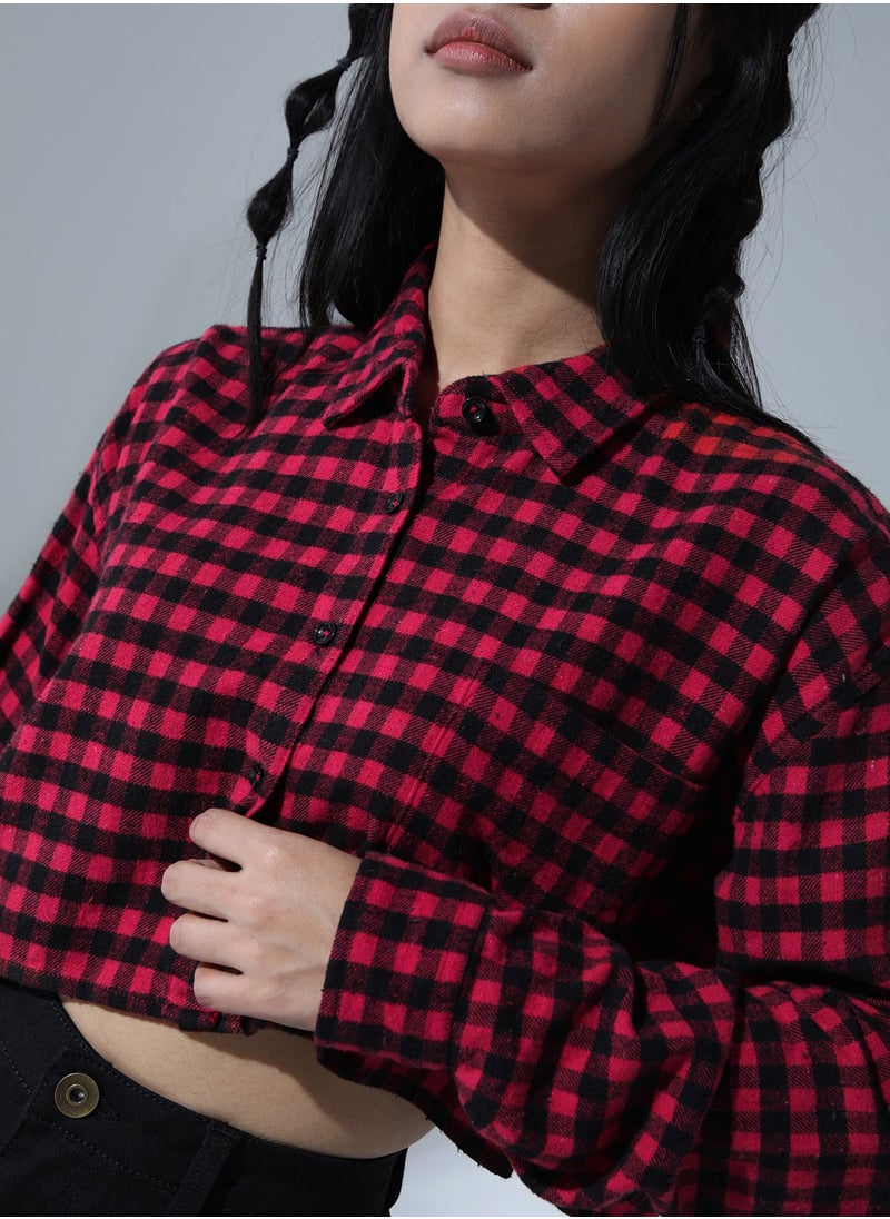 Hubberholme - Women's Red & Black Buffalo Checks Casual Shirt - Image 1