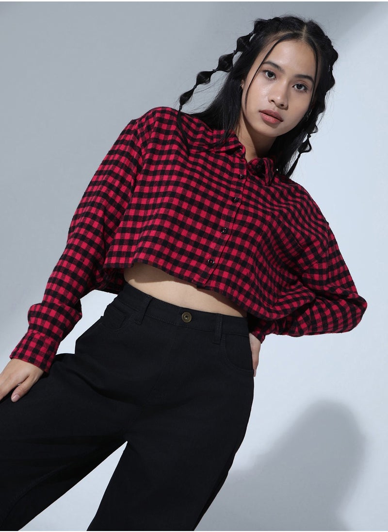 Hubberholme - Women's Red & Black Buffalo Checks Casual Shirt - Image 1