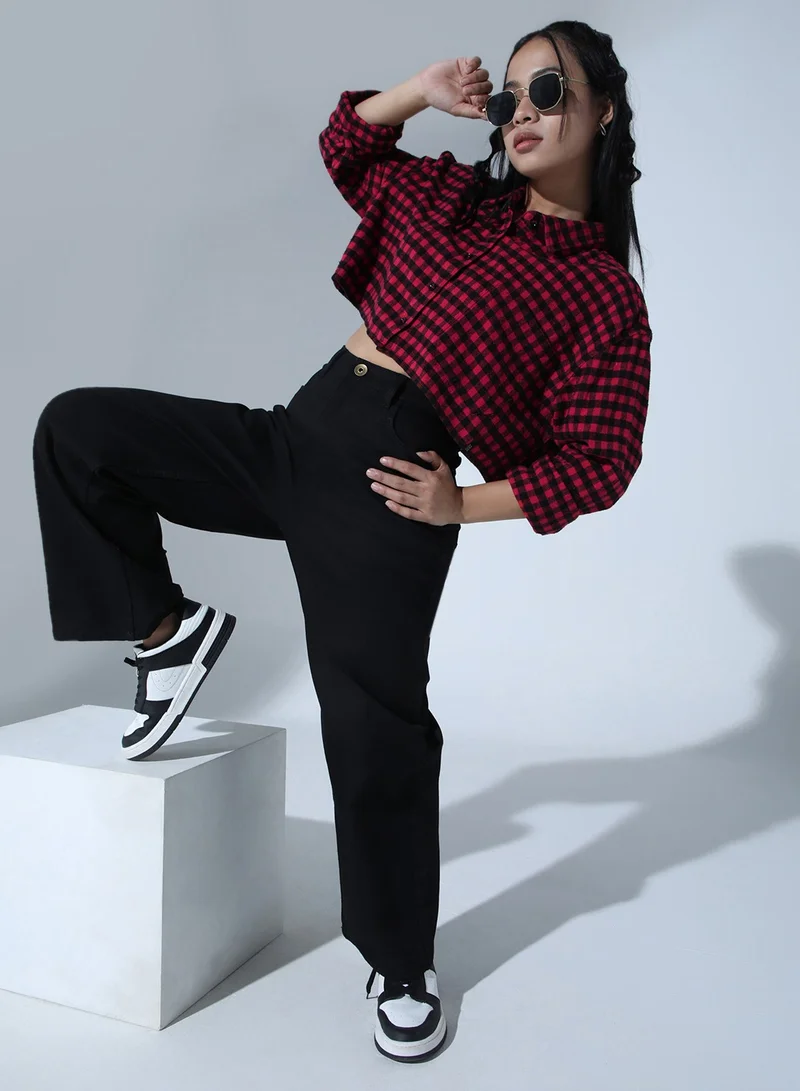Hubberholme Women's Red & Black Buffalo Checks Casual Shirt