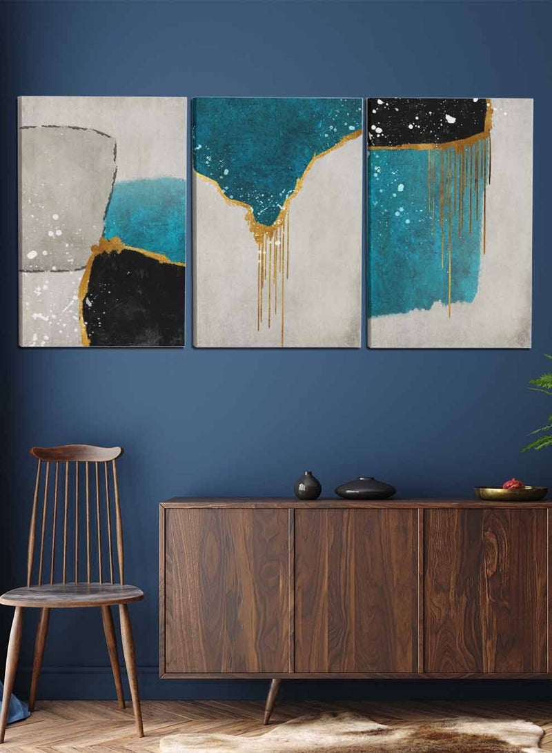 لوحة طقم من ٣ لوحات كانفاس على إطار خشبي، تصميم تجريدي ملون، للمنزل، غرفة المعيشة، المكتب، الديكور - Image 3