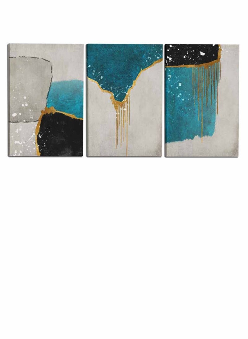 لوحة طقم من ٣ لوحات كانفاس على إطار خشبي، تصميم تجريدي ملون، للمنزل، غرفة المعيشة، المكتب، الديكور - Image 4